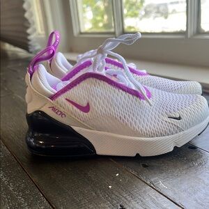 Nike Air Max 270 White and Purple Sneakers